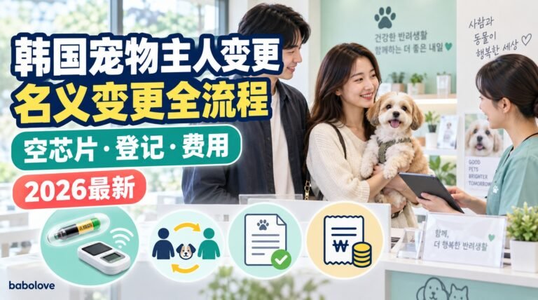 韩国宠物主人变更怎么办理？饲主名义变更流程、空芯片处理与费用（2026最新）