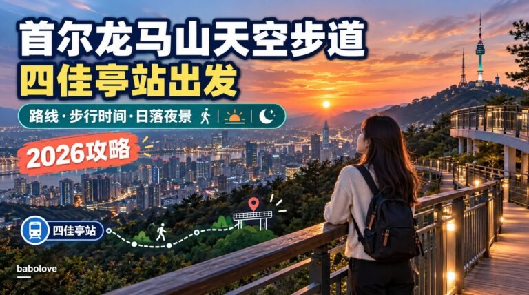 首尔龙马山天空步道攻略｜四佳亭站出发路线·步行时间·日落夜景（2026）