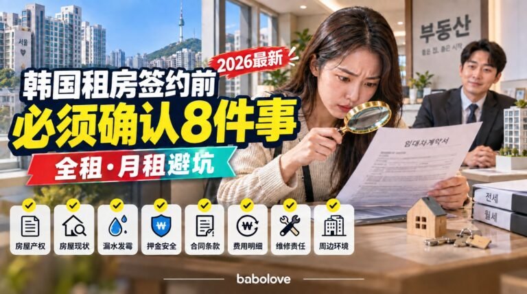2026最新韩国租房前必须确认的8个事项｜全租、月租签约避坑指南
