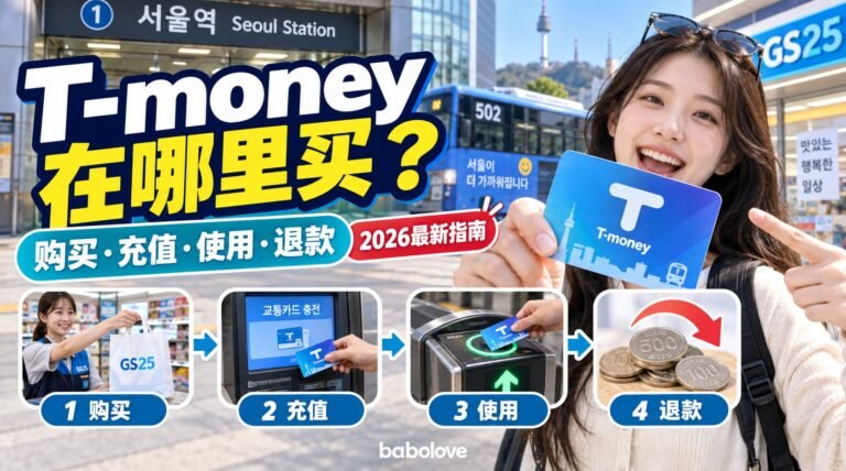 2026年韩国交通卡T-money在哪里买？购买、充值、使用与退款一次讲清