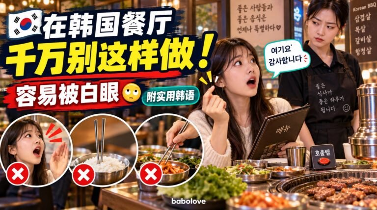 去韩国餐厅吃饭千万别这样做！10个容易被白眼的行为（附韩语表达）